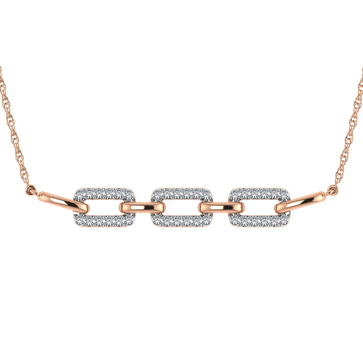10K Pink Gold 1/5 Ct.Tw. Round Diamond Cuban Link Necklace