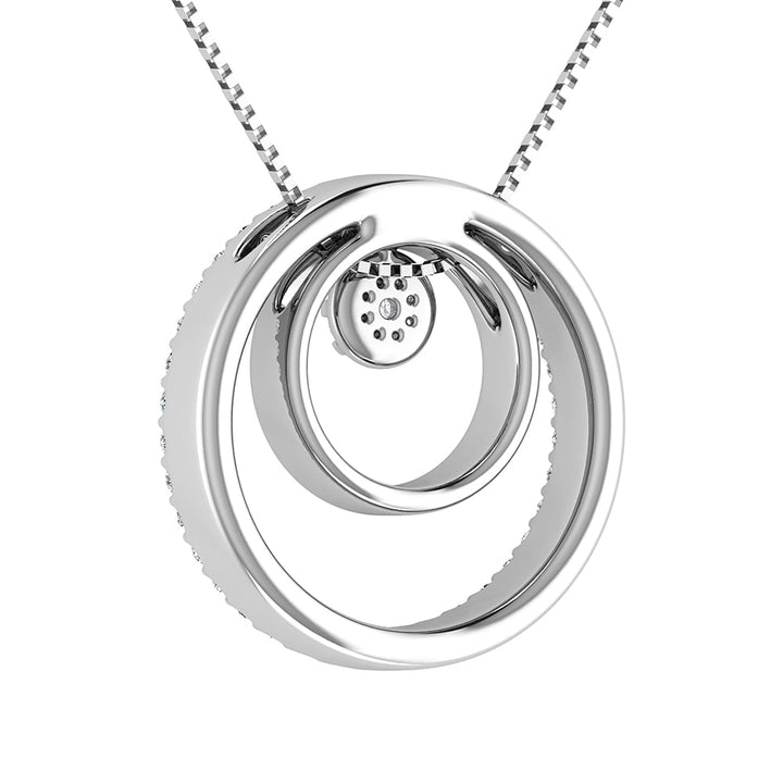 14K White Gold 1/2 Ct.Tw. Diamond Double Circle Pendant