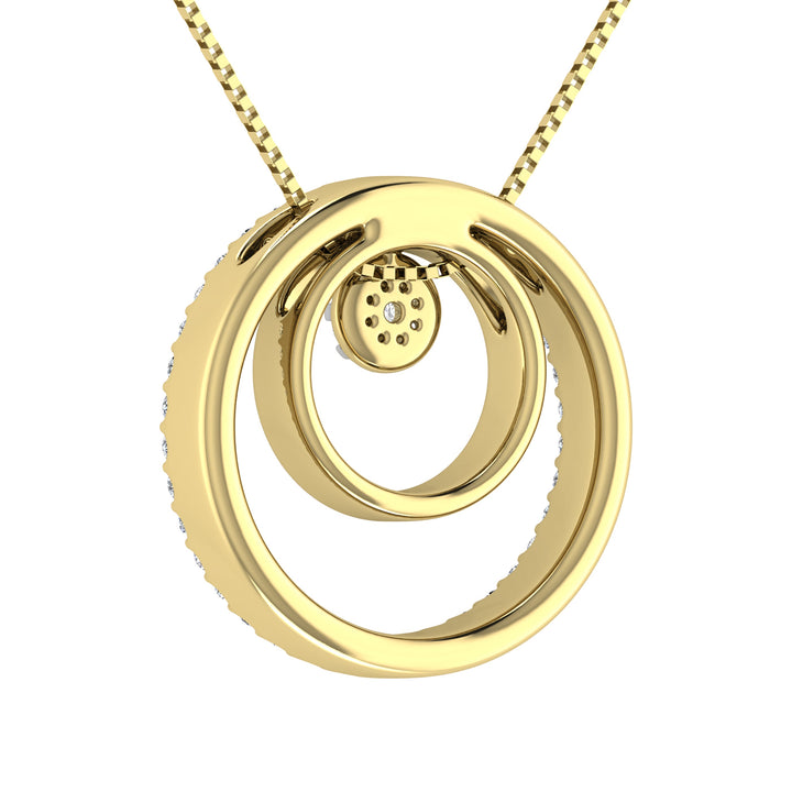 14K Two Tone 1/2 Ct.Tw. Diamond Double Circle Pendant