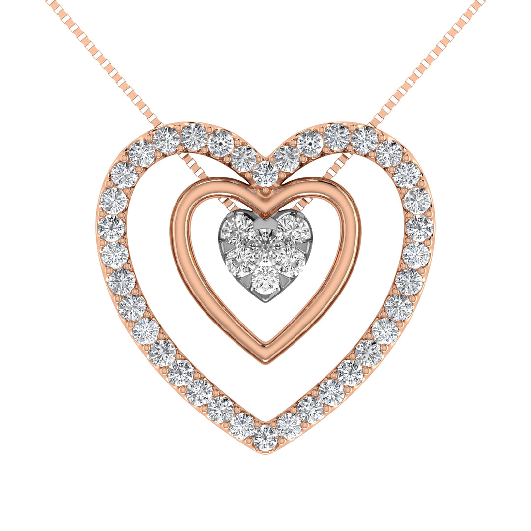 14K Rose Gold 1/2 Ct.Tw. Diamond Double Heart Pendant
