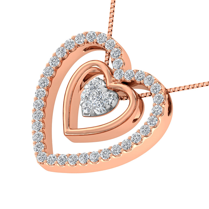 14K Rose Gold 1/2 Ct.Tw. Diamond Double Heart Pendant