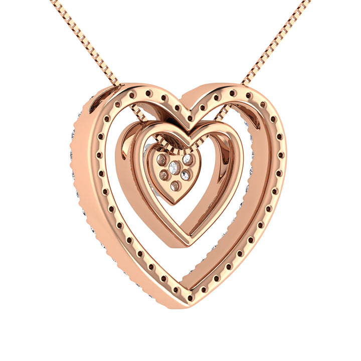 14K Rose Gold 1/2 Ct.Tw. Diamond Double Heart Pendant
