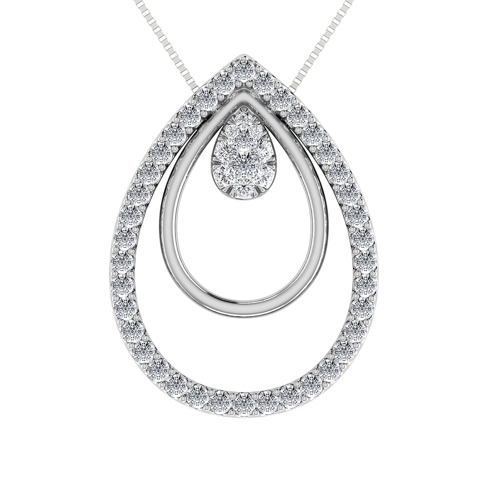 14K White Gold 1/2 Ct.Tw. Diamond Double Slide Pendant