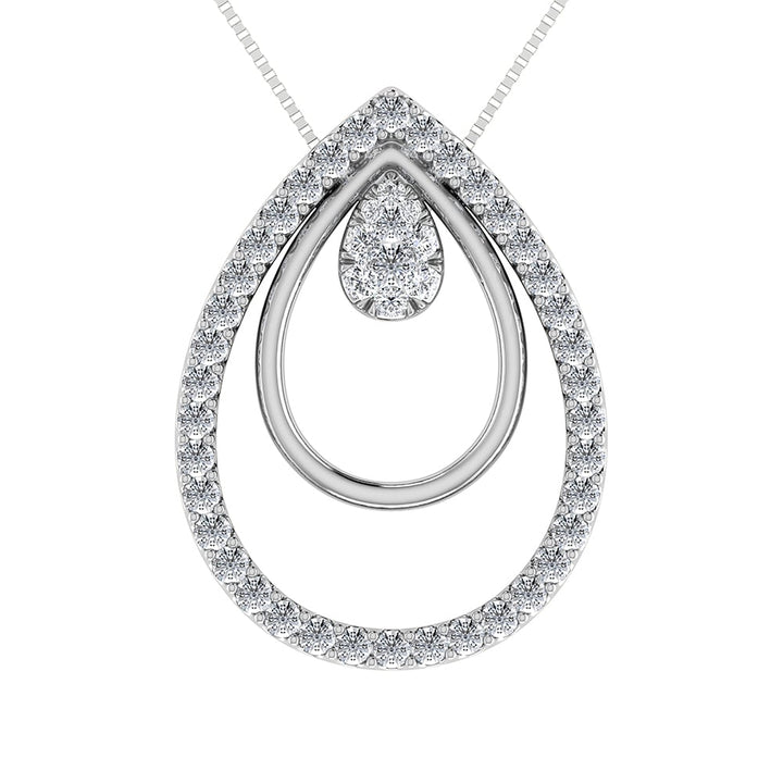 14K White Gold 1/2 Ct.Tw. Diamond Double Slide Pendant