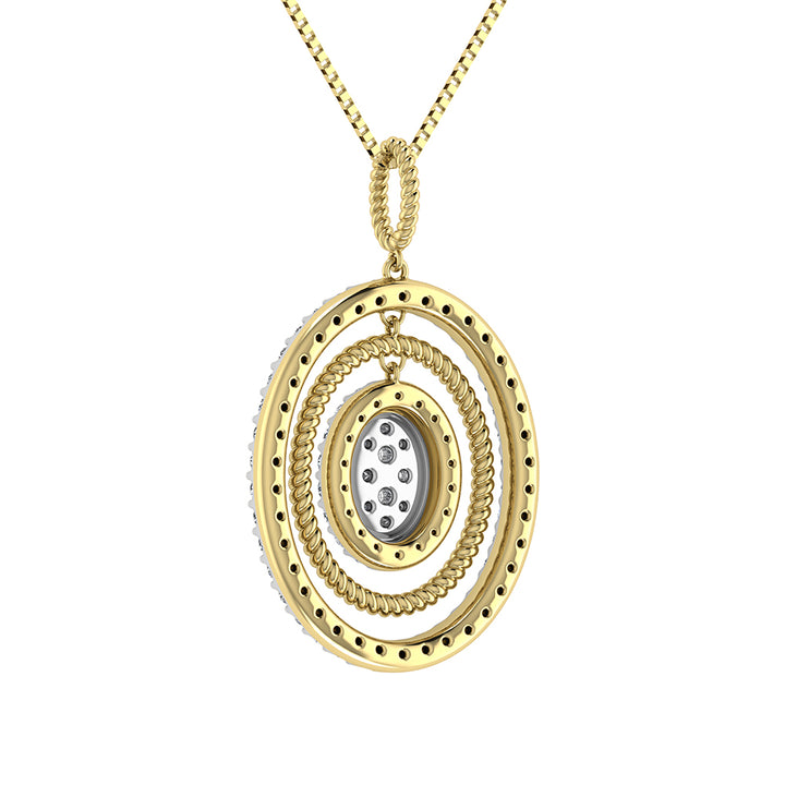 14K Yellow Gold 1 Ct.Tw. Round Diamond Oval Shape Pendant