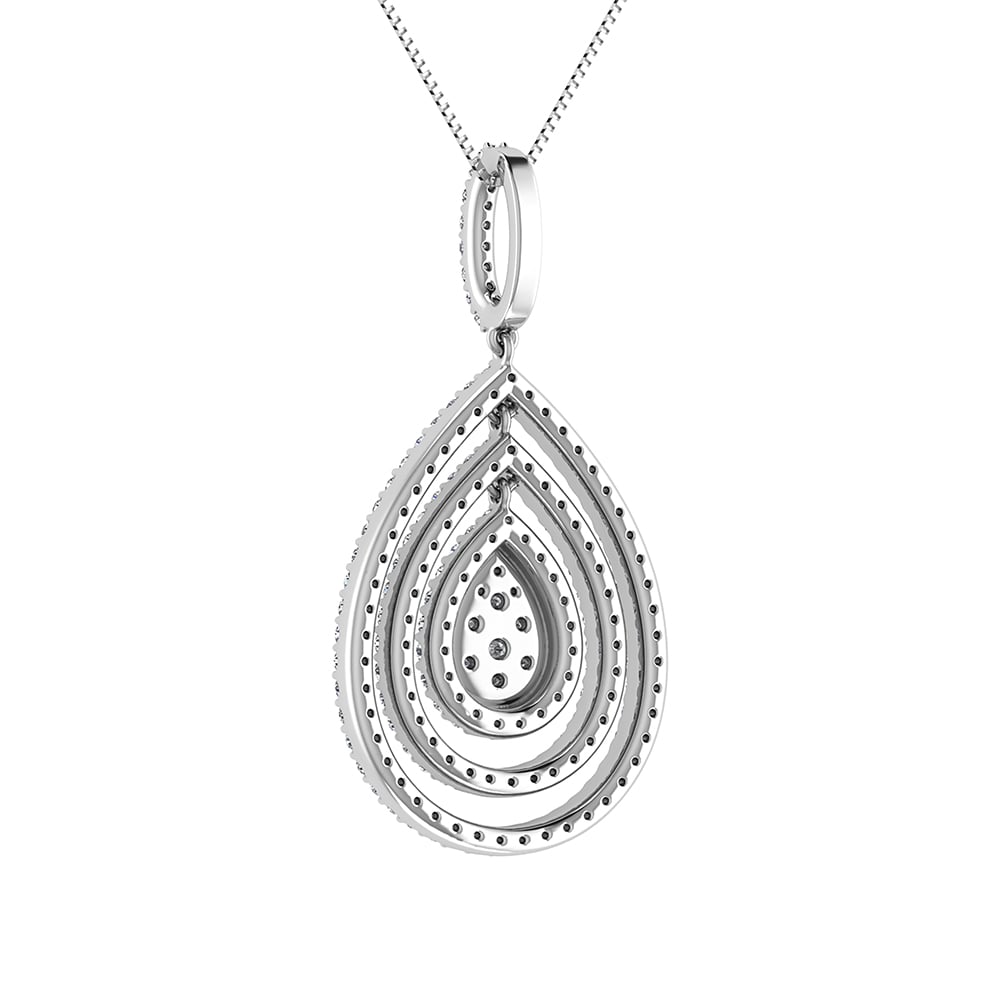 14K White Gold 1 Ct.Tw. Round Diamond Pear Shape Pendant
