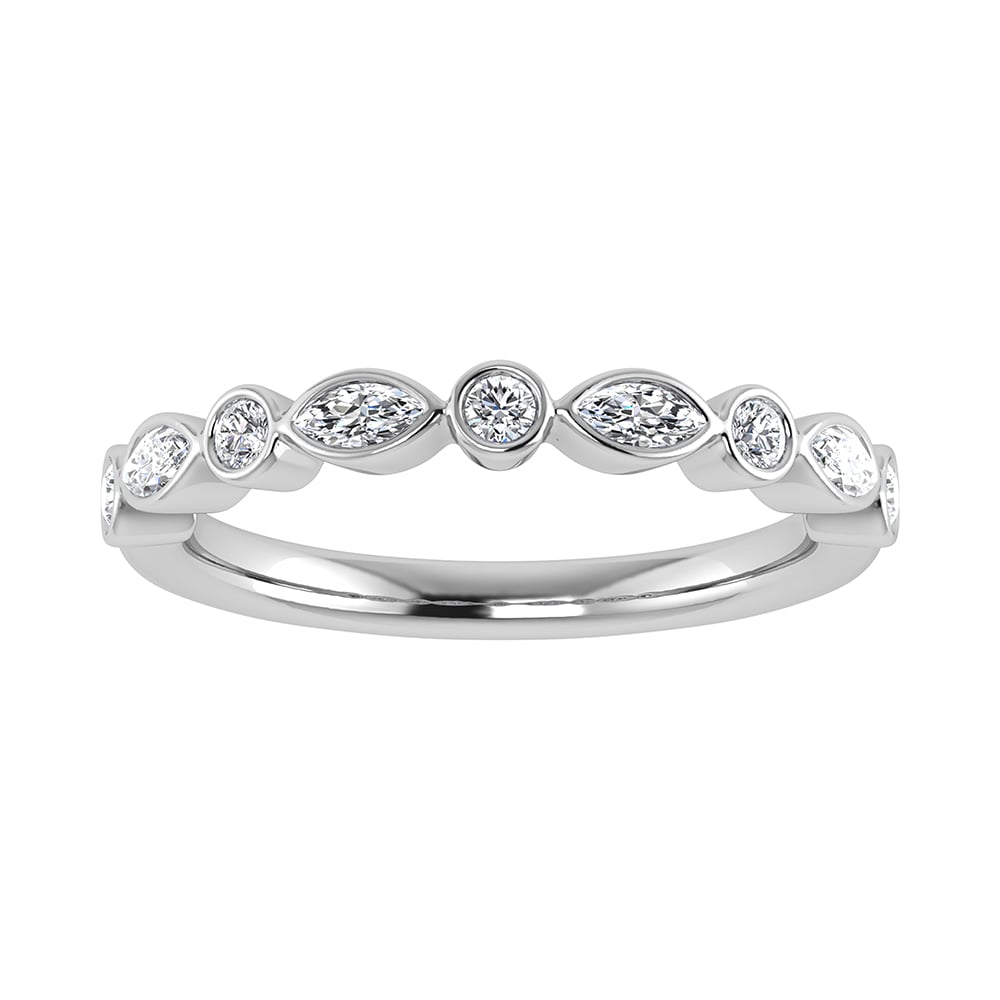 14K White Gold 1/3.Tw. Diamond Stack Band