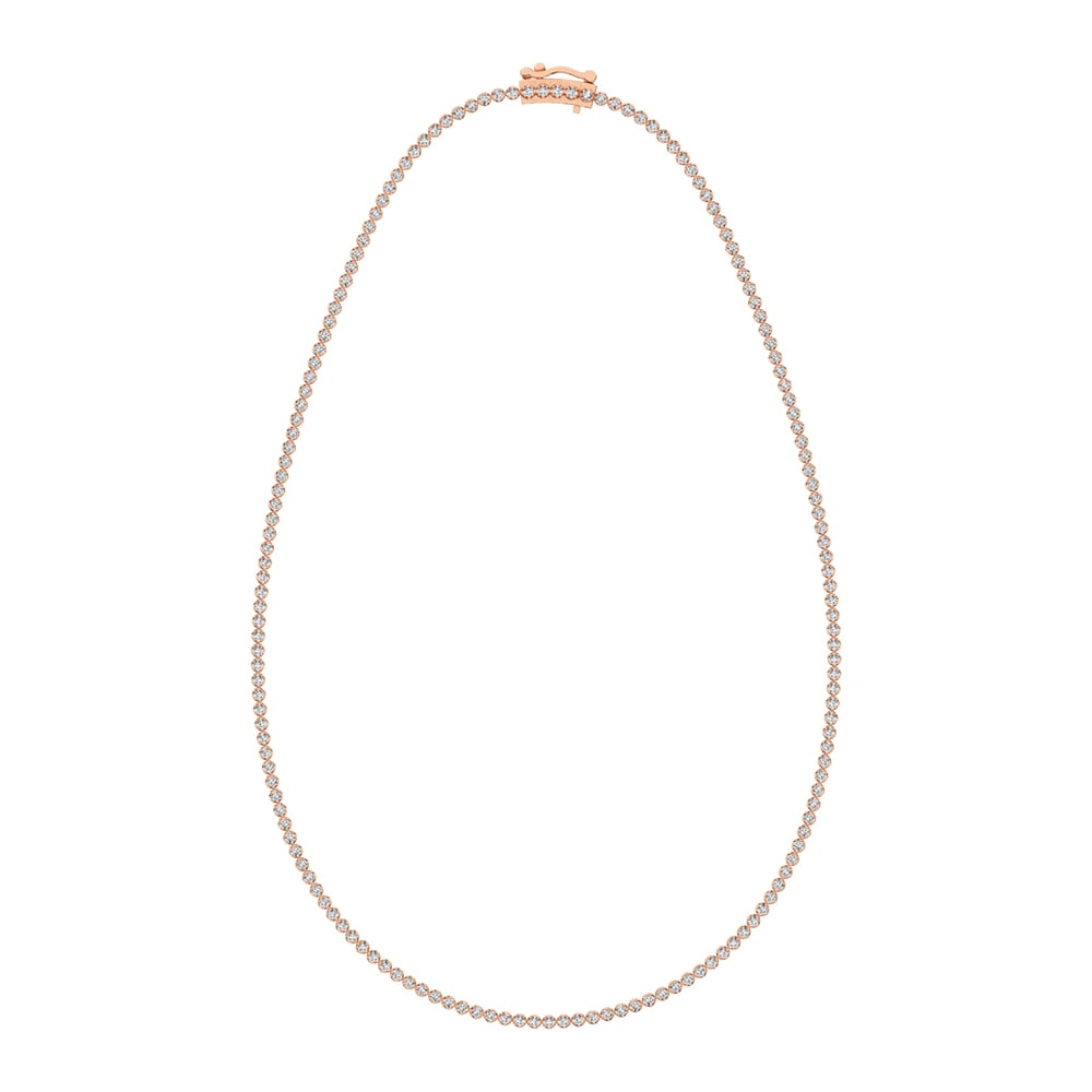10K Rose Gold 3 3/8 Ct.Tw. Diamond Tennis Necklace (13 inches + 3 inches extender chain)