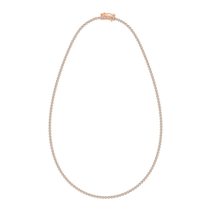 10K Rose Gold 3 3/8 Ct.Tw. Diamond Tennis Necklace (13 inches + 3 inches extender chain)