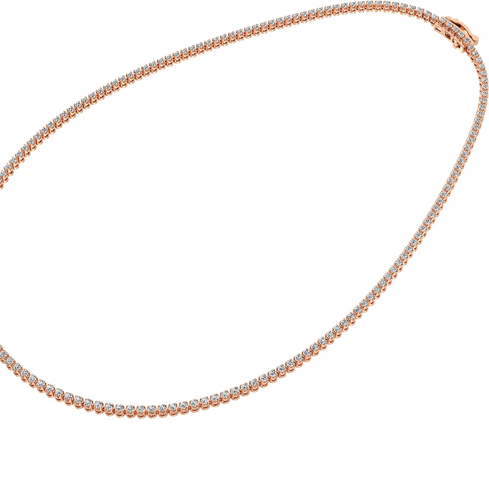 14K Rose Gold 3 1/4 Ct.Tw. Diamond Tennis Necklace (13 inches + 3 inches extender chain)