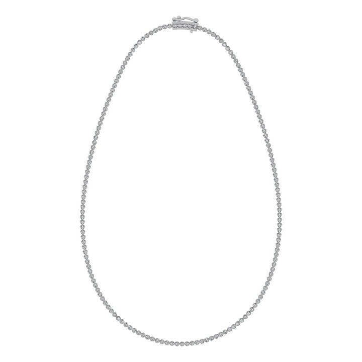 14K White Gold 5 5/8 Ct.Tw. Diamond Tennis Necklace (13 inches + 3 inches extender chain)