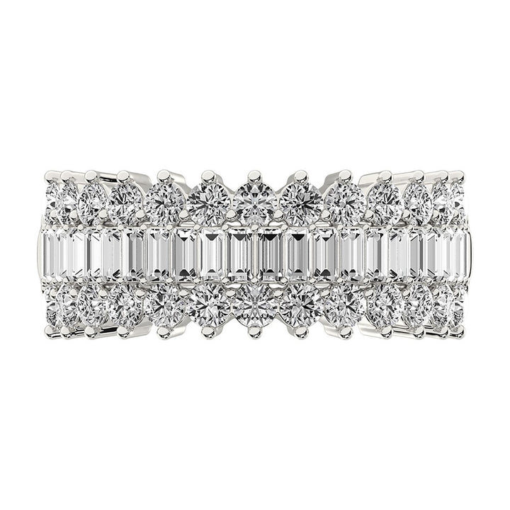 14K White Gold 1 1/2 Ct.Tw. Diamond Round and Baguette Set Fashion Band