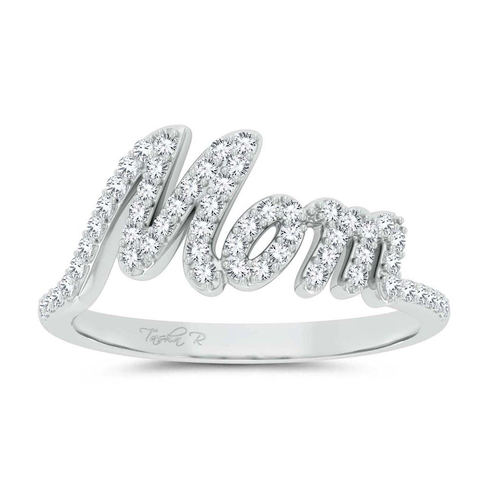 Chic 10k White Gold Lab Diamond Fashion Ring for Women