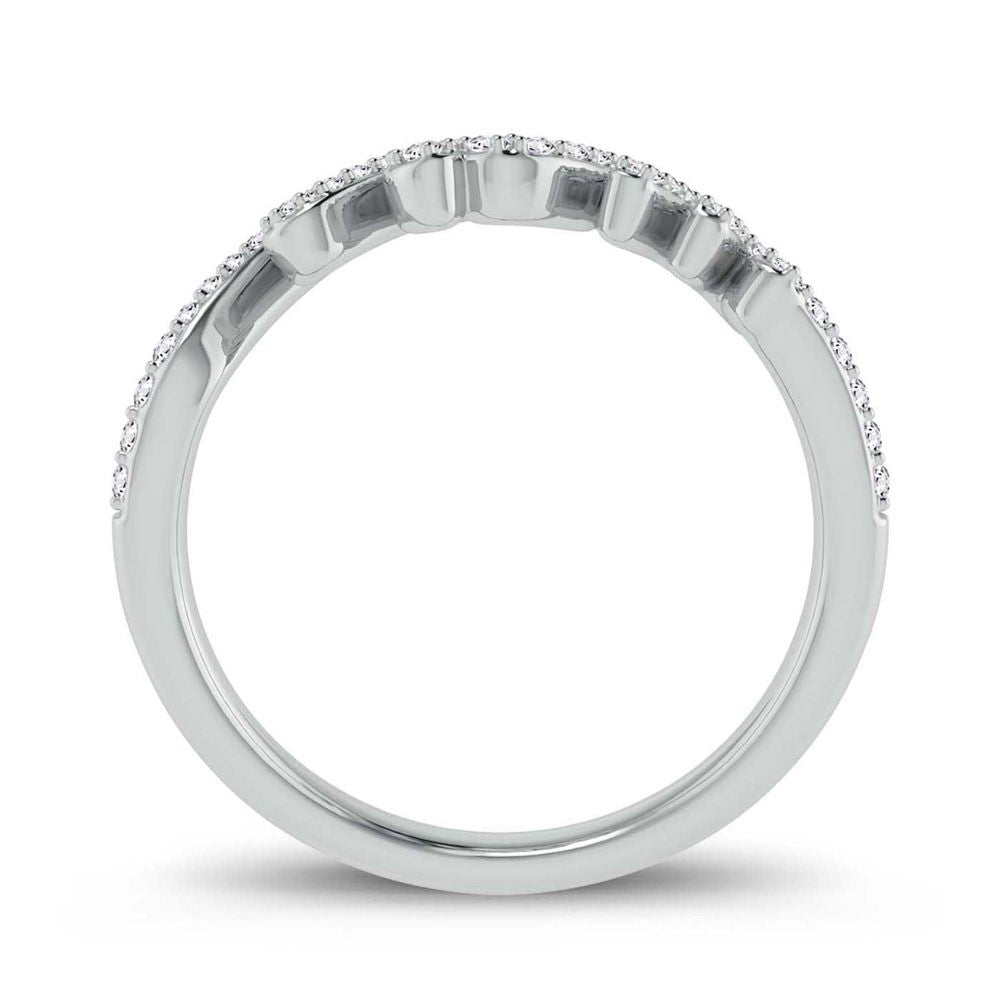 Chic 10k White Gold Lab Diamond Fashion Ring for Women
