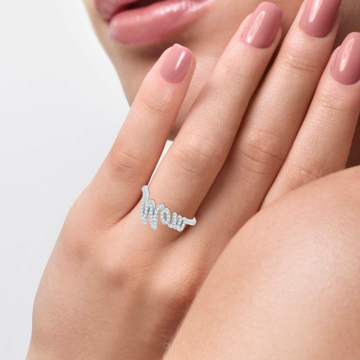 Chic 10k White Gold Lab Diamond Fashion Ring for Women