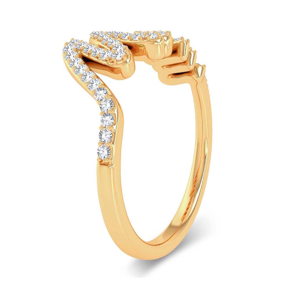 Chic 10k Yellow Gold Lab Diamond Womens Fashion Ring
