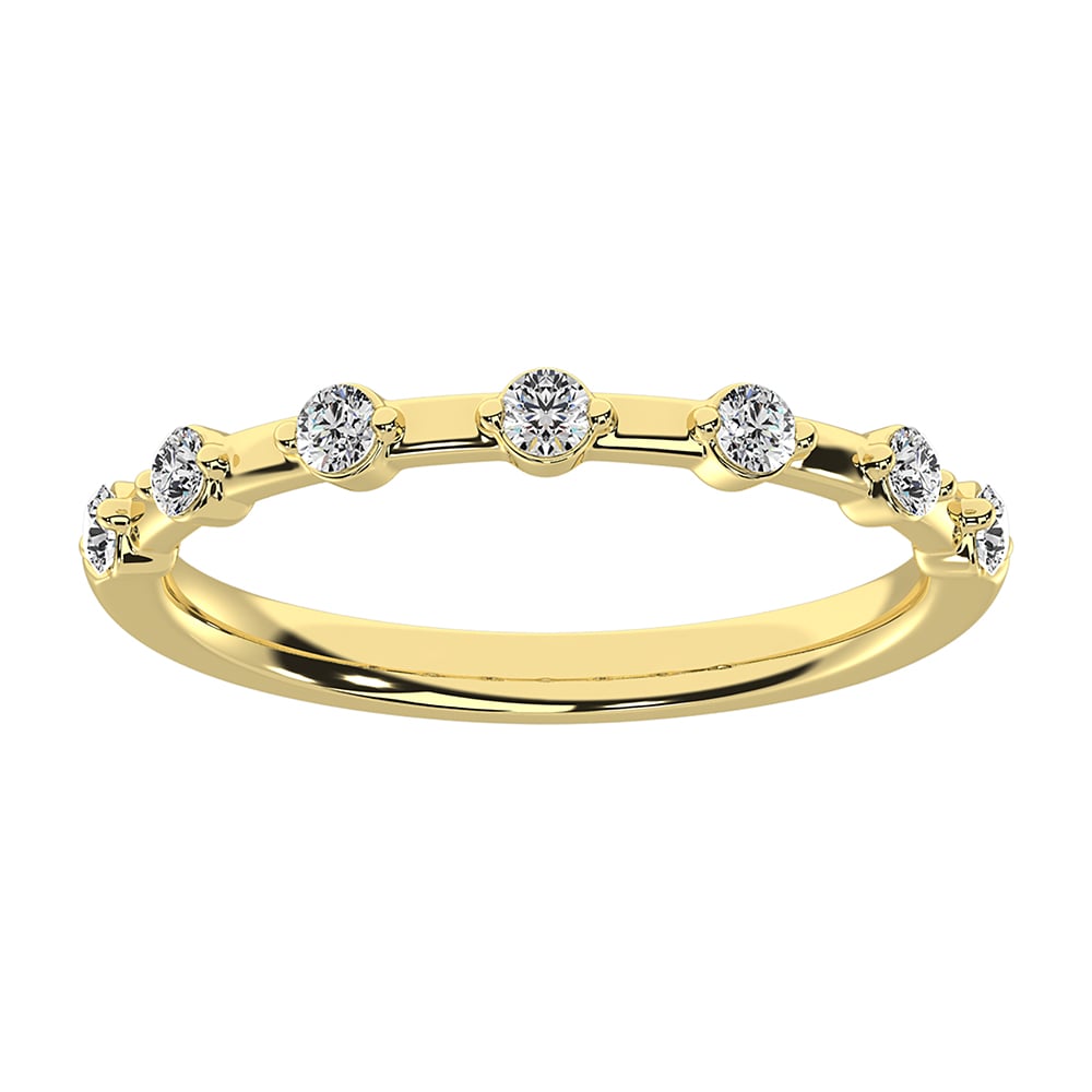 14K Yellow Gold 1/10 Ct.Tw. Diamond Stack Bands