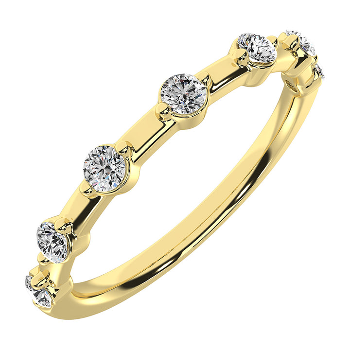 14K Yellow Gold 1/10 Ct.Tw. Diamond Stack Bands