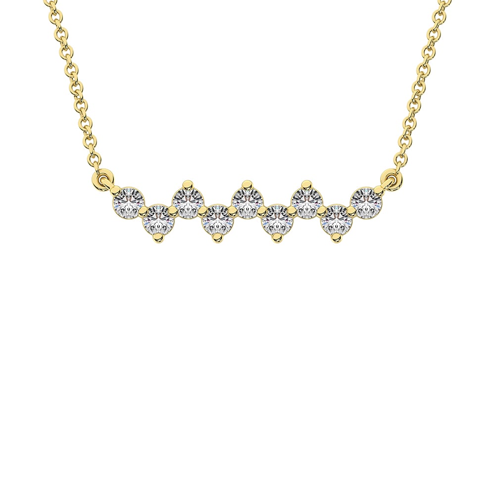 10K Yellow Gold 1/4 Ct.Tw. Diamond Round Fashion Necklace