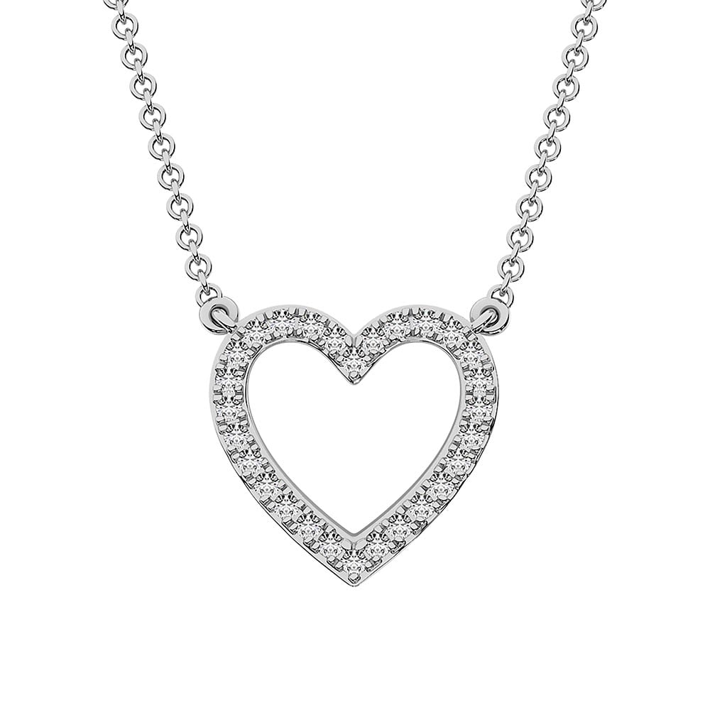 10K White Gold Diamond 1 Ct.Tw. Heart Necklace