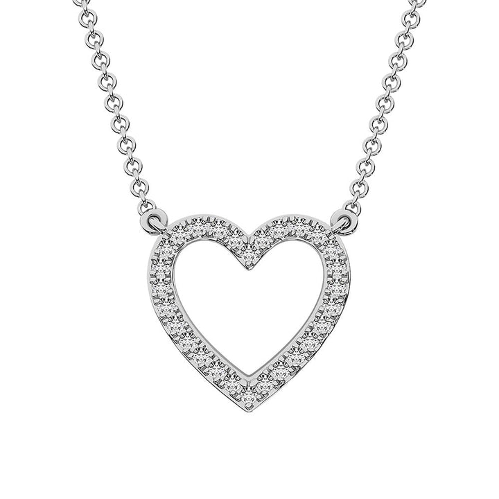 10K White Gold Diamond 1 Ct.Tw. Heart Necklace
