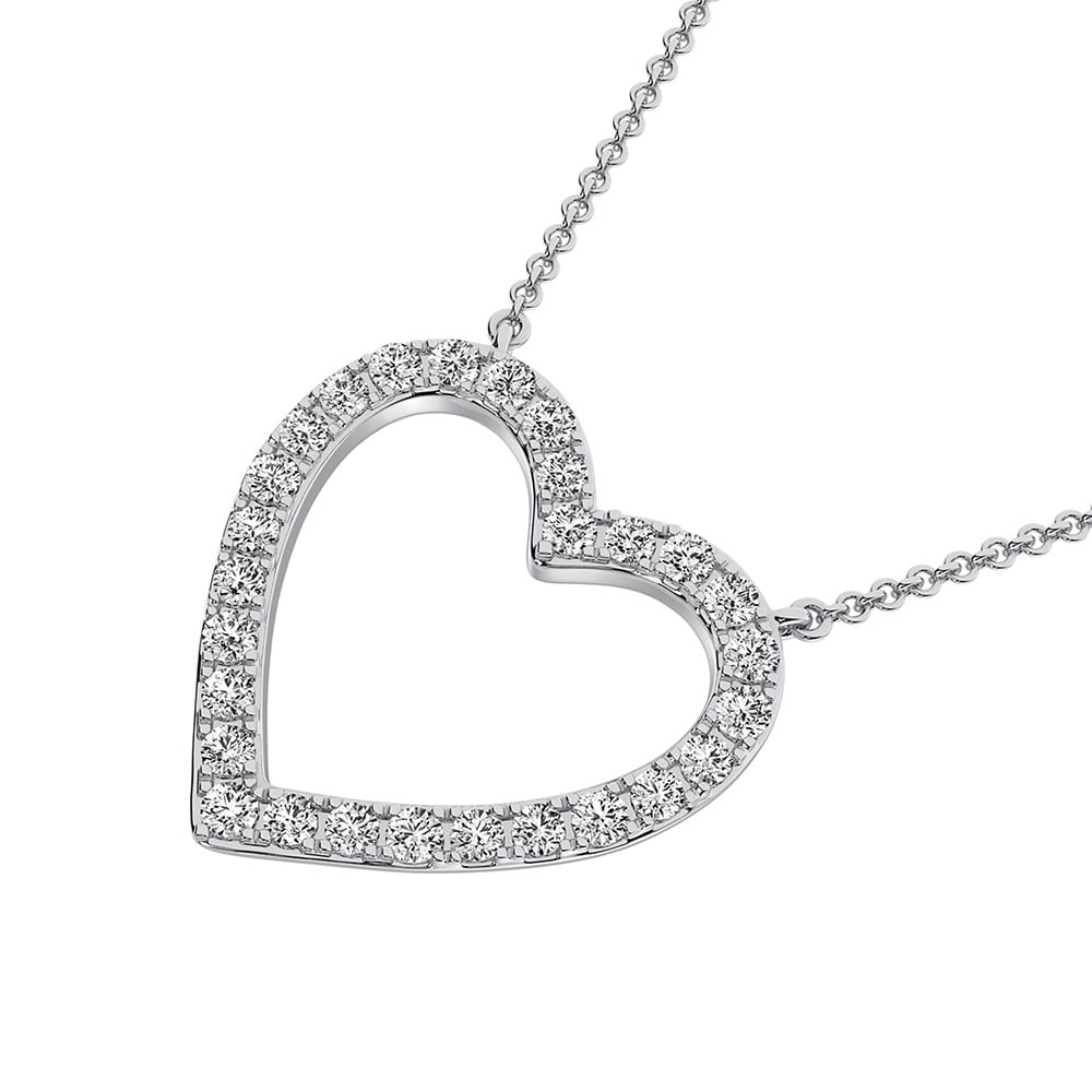 10K White Gold Diamond 1 Ct.Tw. Heart Necklace