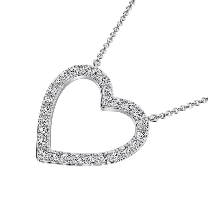 10K White Gold Diamond 1 Ct.Tw. Heart Necklace