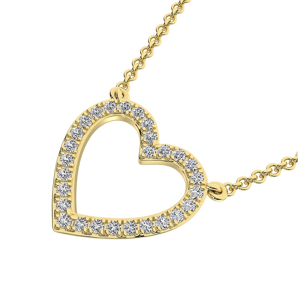 10K Yellow Gold Diamond 1 Ct.Tw. Heart Necklace