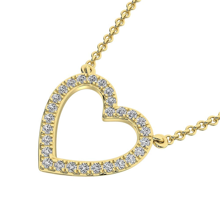 10K Yellow Gold Diamond 1 Ct.Tw. Heart Necklace