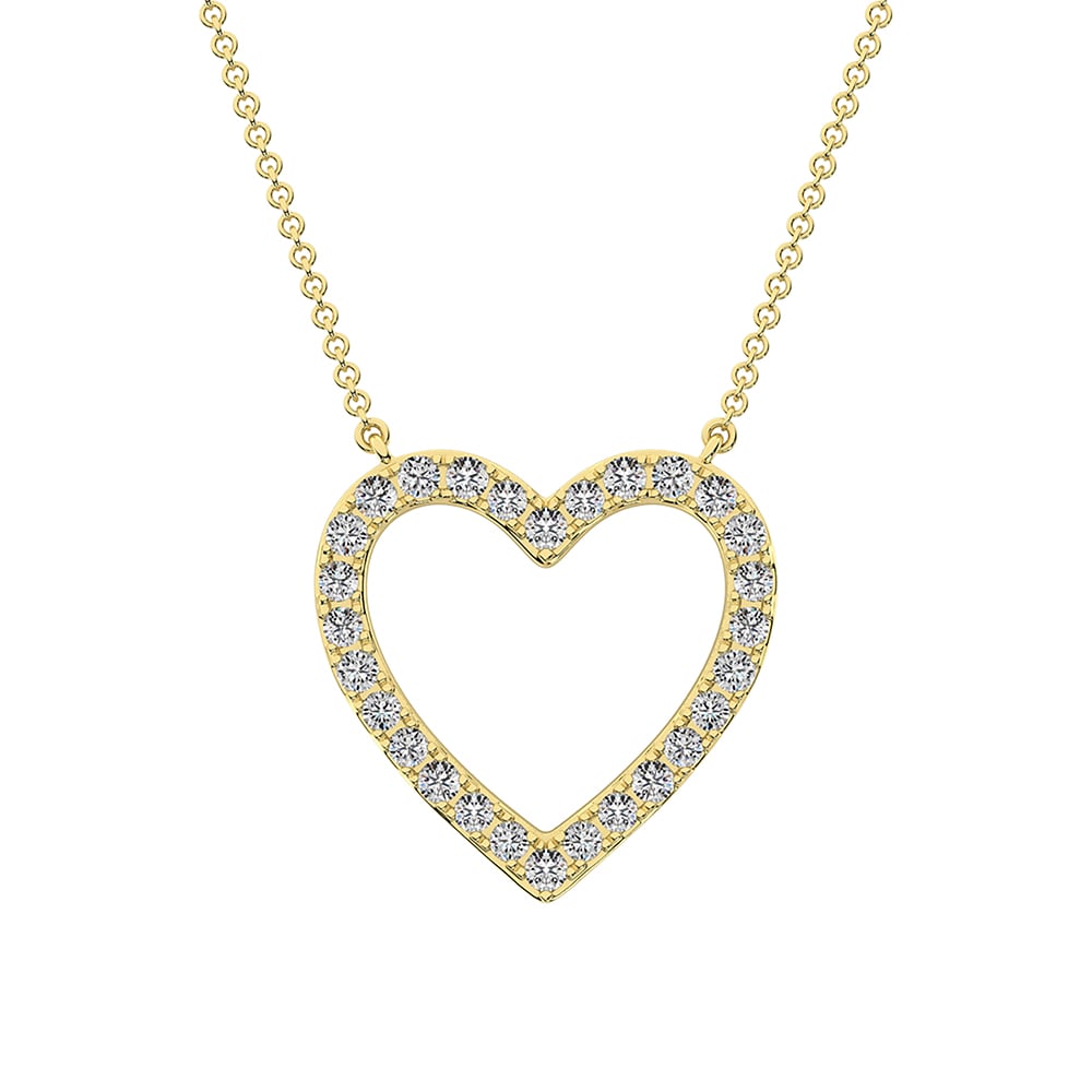 10K Yellow Gold 1/4 Ct.Tw. Diamond Heart Necklace