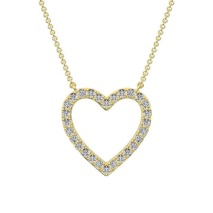 10K Yellow Gold 1/4 Ct.Tw. Diamond Heart Necklace