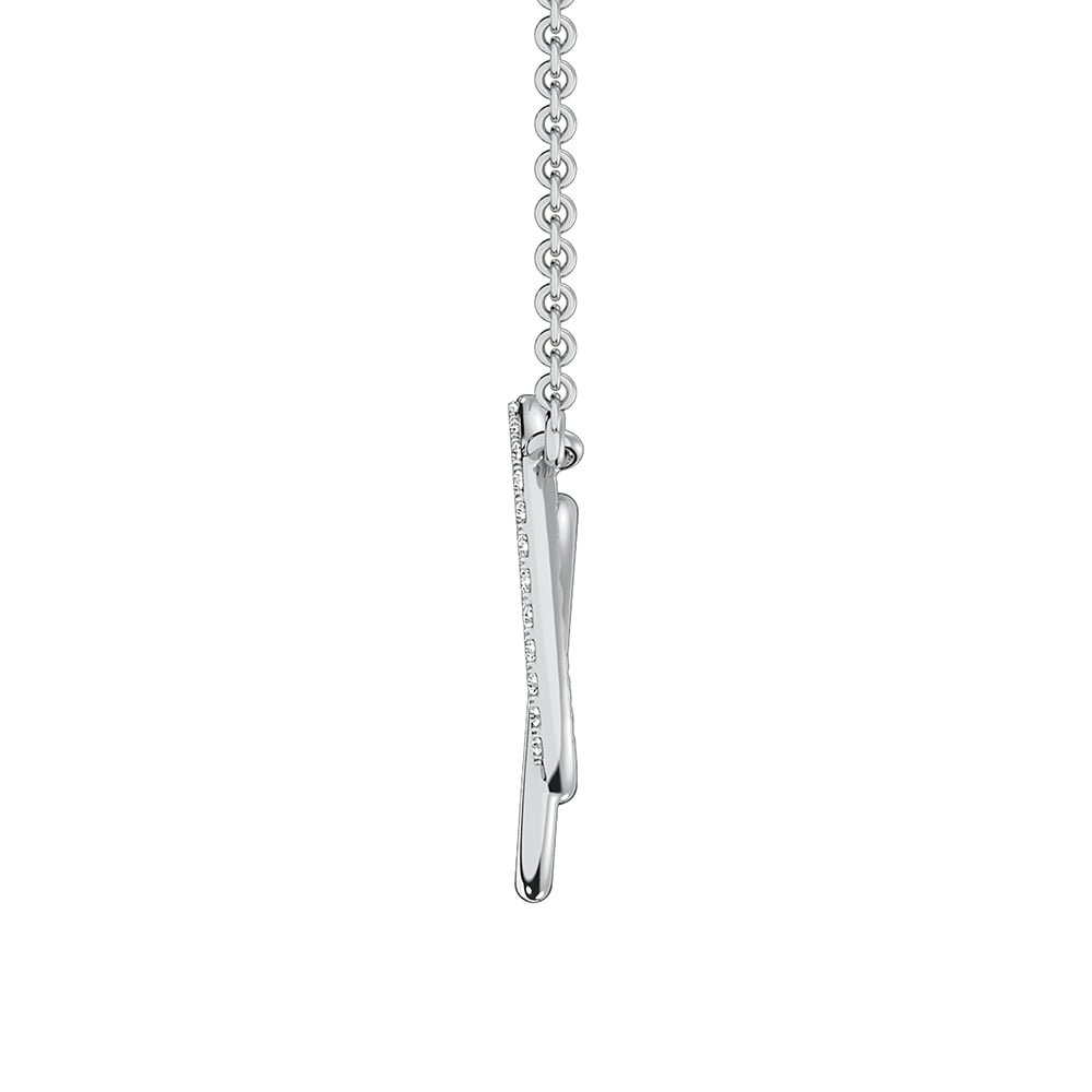 10K White Gold 1/10 Ct.Tw. Diamond Duel Oval Pendant