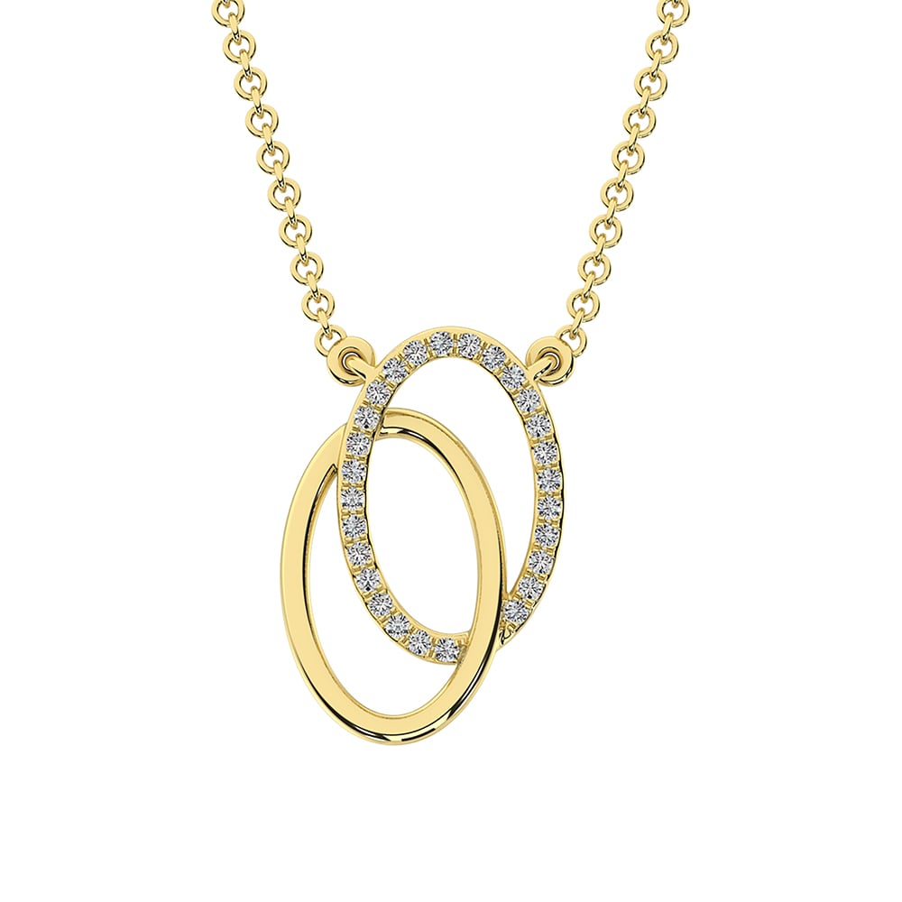 10K Yellow Gold 1/10 Ct.Tw. Diamond Duel Oval Pendant