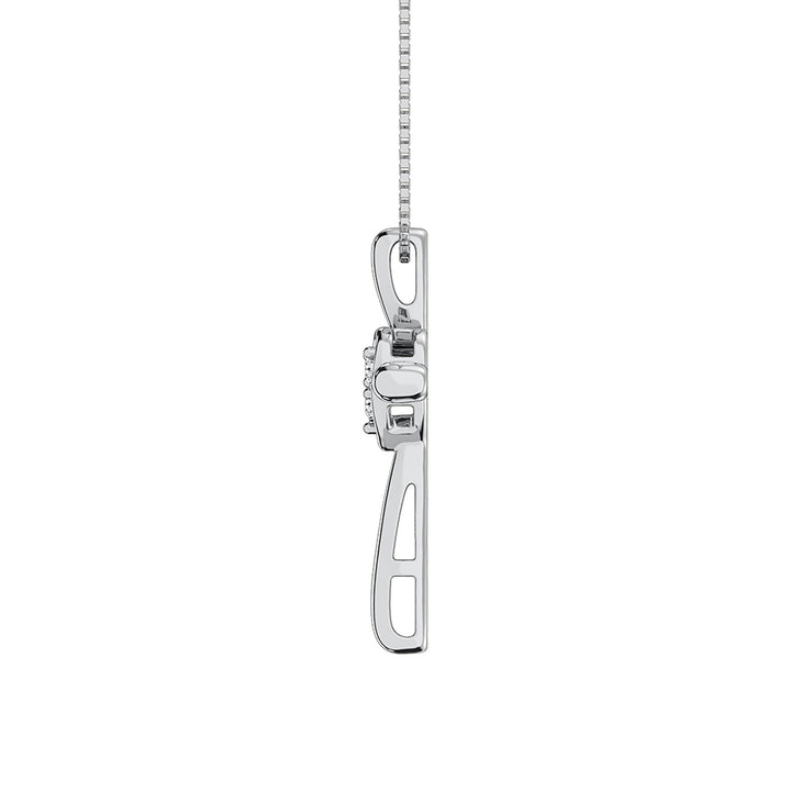 Sterling Silver 1/50 Ct.Tw. Diamond Cross with Heart Necklace