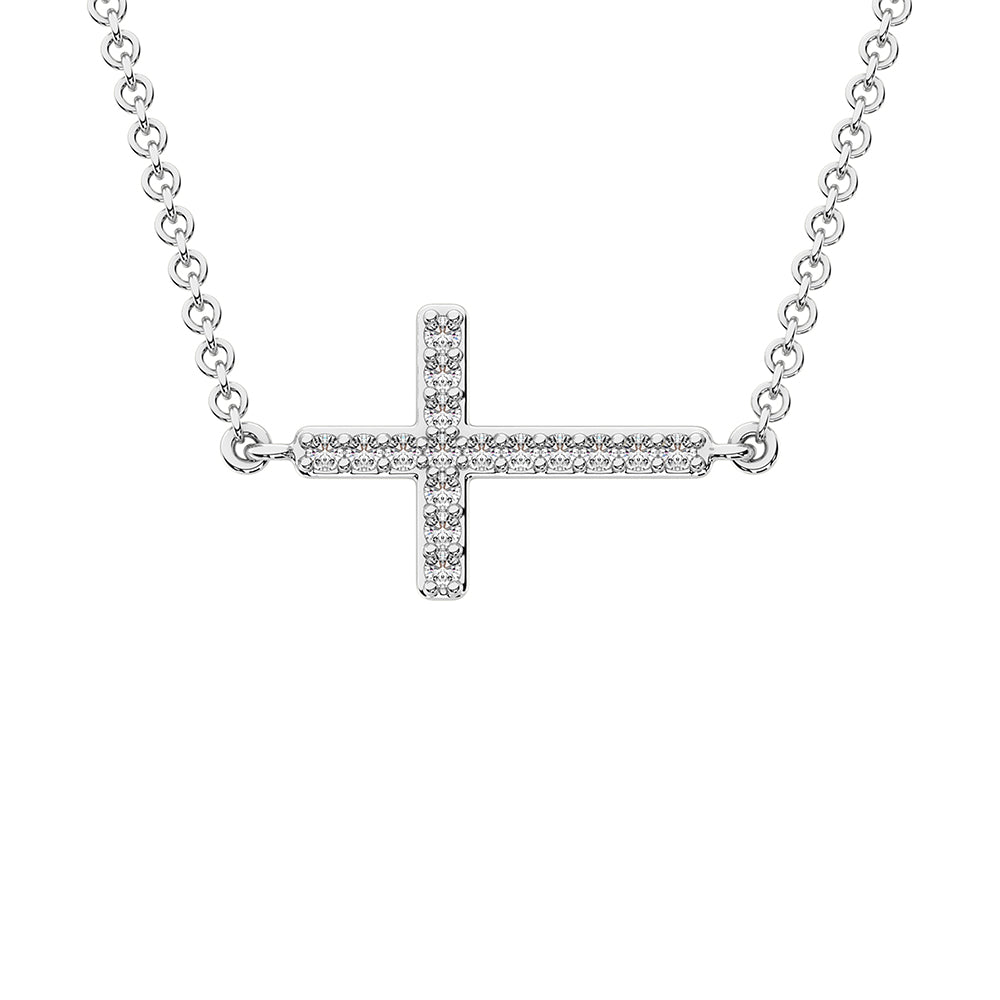 14K White Gold 1/10 Ct.Tw. Diamond Cross Pendant
