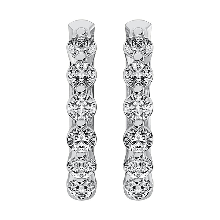 14K White Gold 1/2 Ct.Tw. Diamond Hoop Earrings