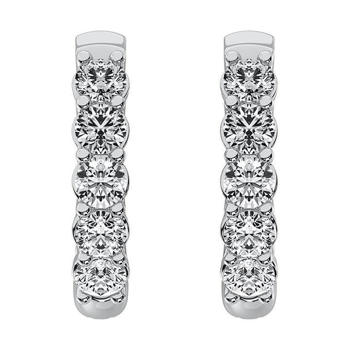 14K White Gold 1/2 Ct.Tw. Diamond Hoop Earrings