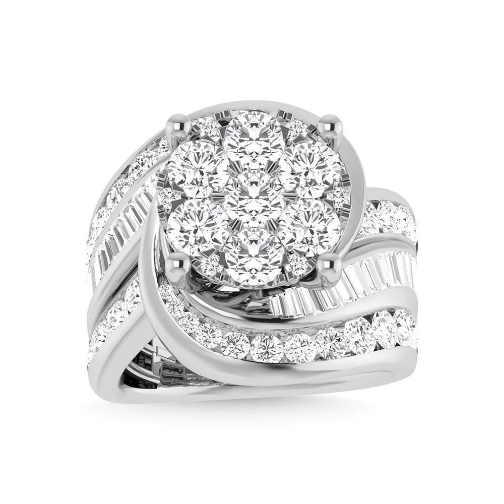 Diamond 4 Ct.Tw. Cluster Engagement Ring in 14K White Gold