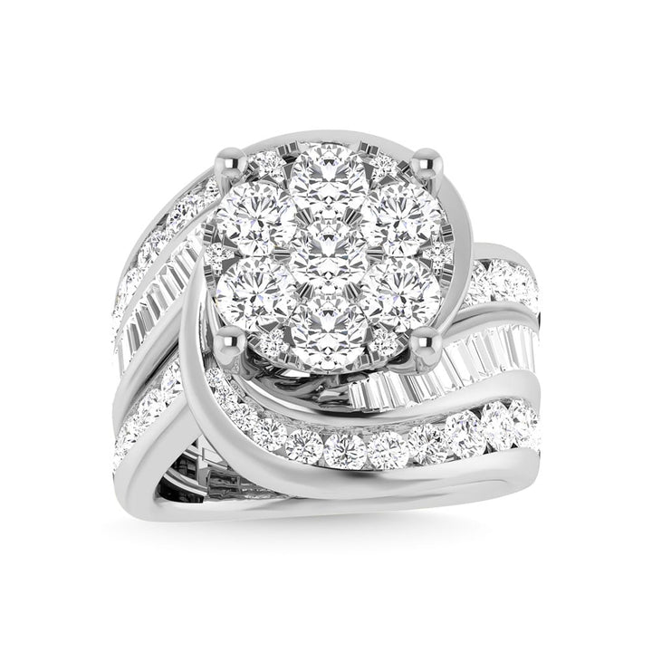 Diamond 4 Ct.Tw. Cluster Engagement Ring in 14K White Gold
