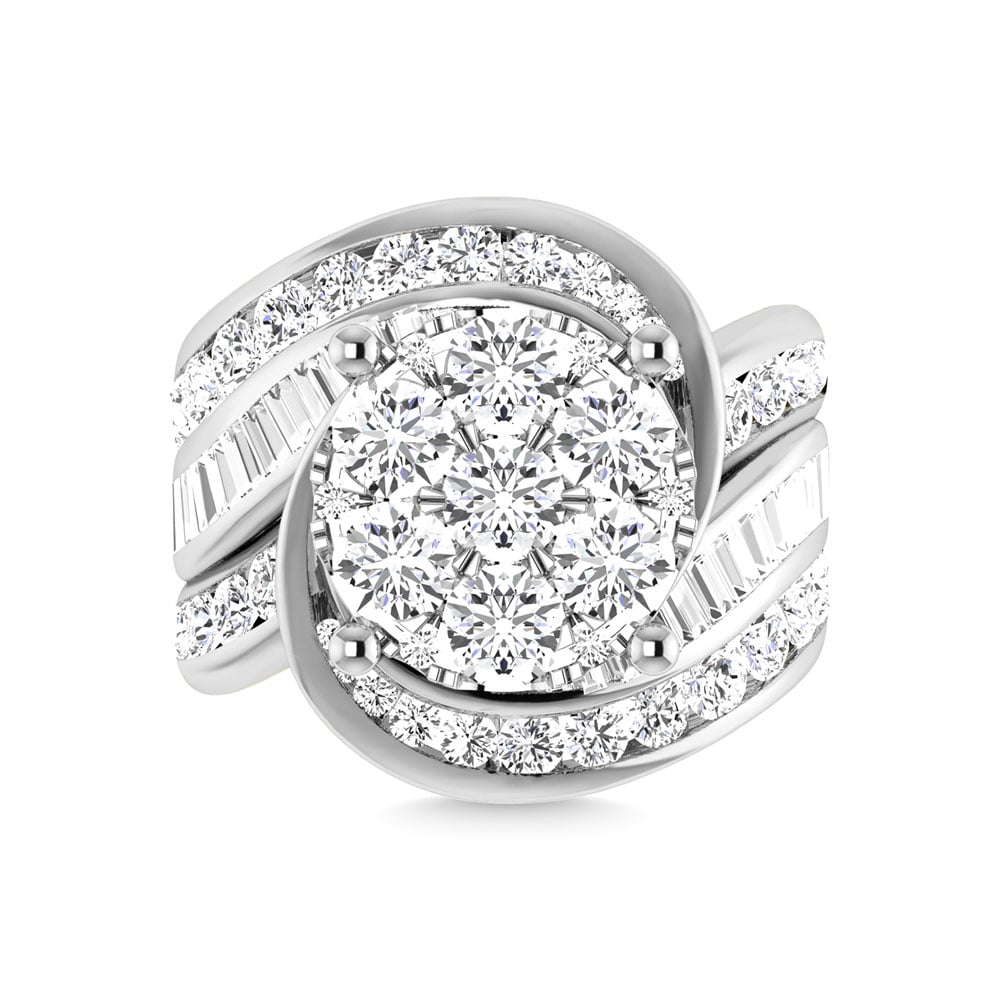 Diamond 4 Ct.Tw. Cluster Engagement Ring in 14K White Gold