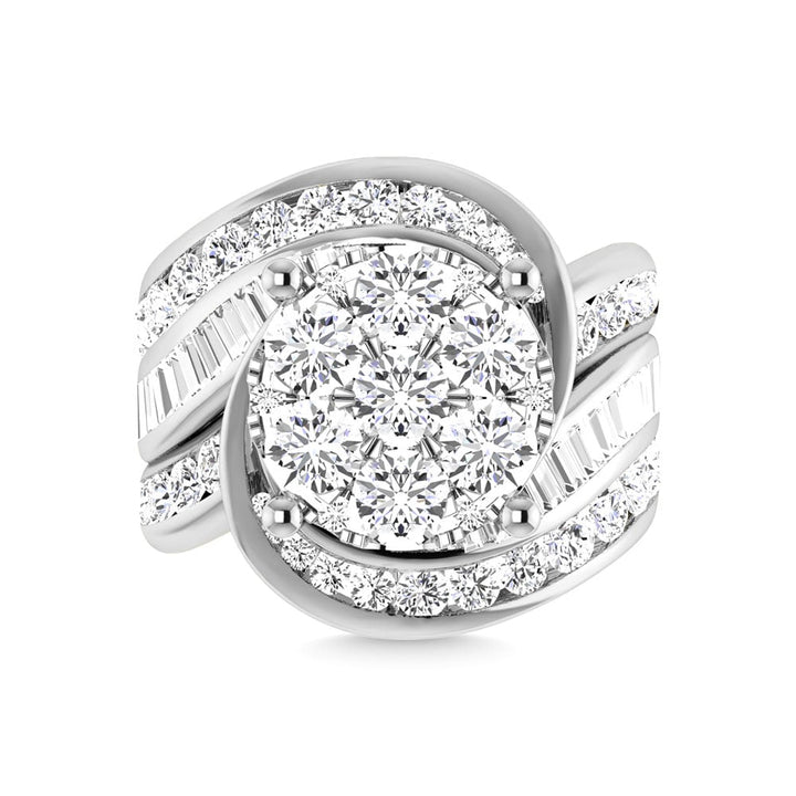 Diamond 4 Ct.Tw. Cluster Engagement Ring in 14K White Gold