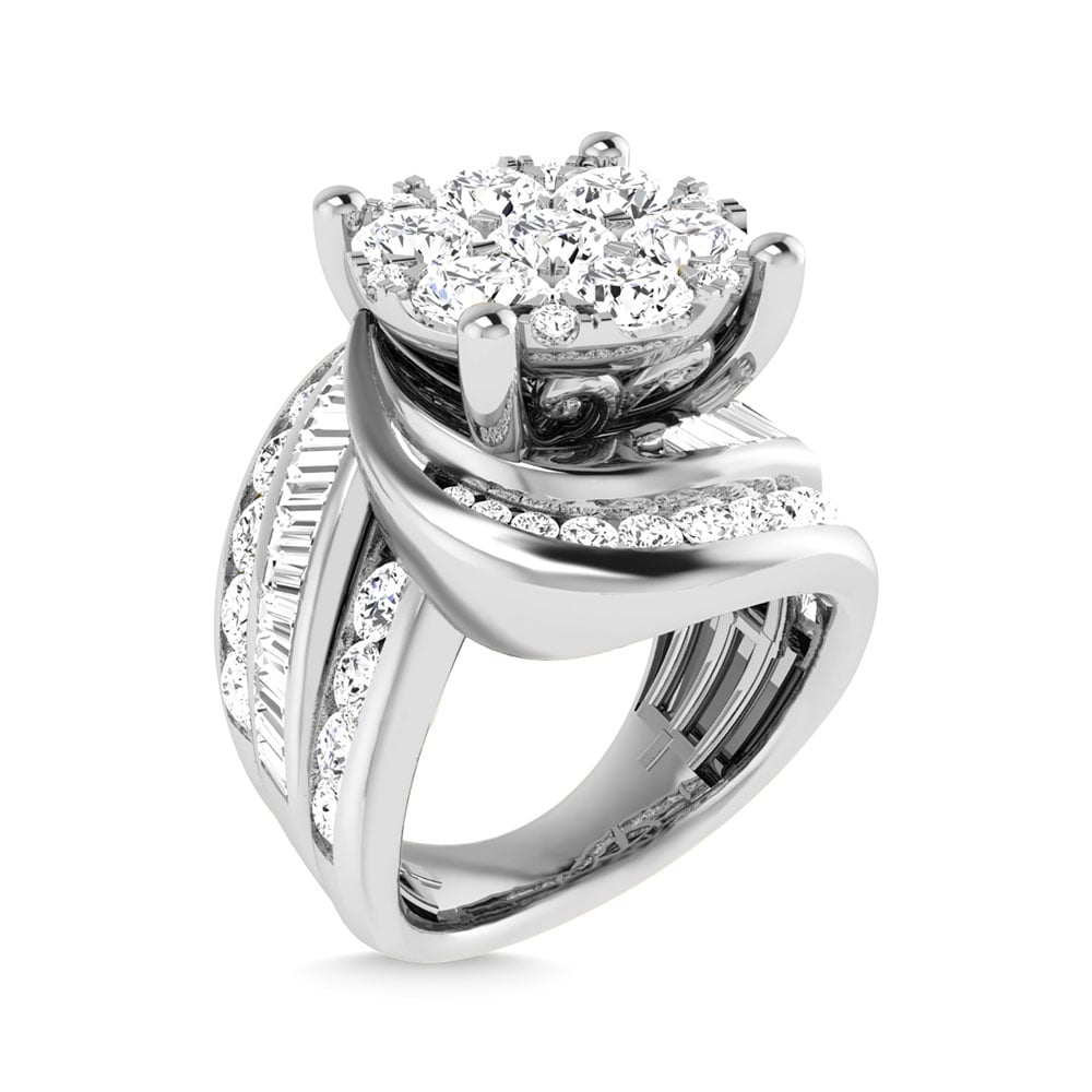 Diamond 4 Ct.Tw. Cluster Engagement Ring in 14K White Gold