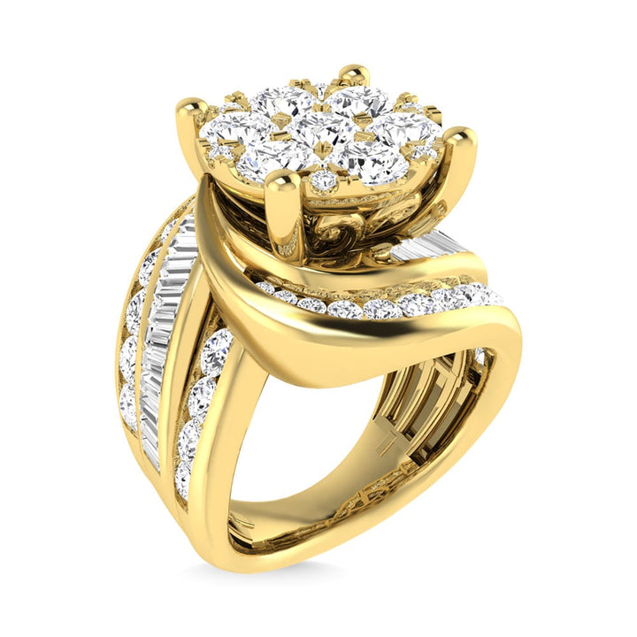 Diamond 4 Ct.Tw. Cluster Engagement Ring in 14K Yellow Gold