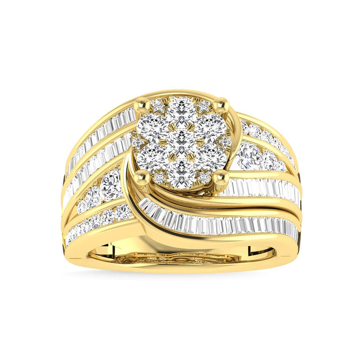 Diamond 2 Ct.Tw. Cluster Engagement Ring in 14K Yellow Gold