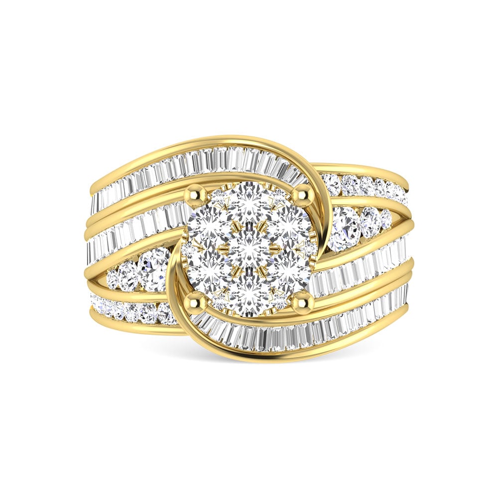Diamond 2 Ct.Tw. Cluster Engagement Ring in 14K Yellow Gold
