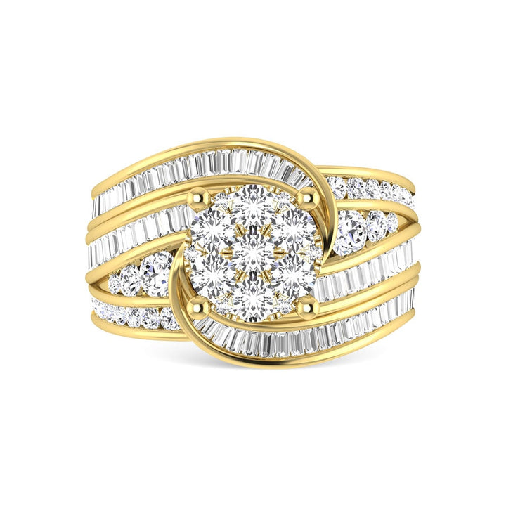 Diamond 2 Ct.Tw. Cluster Engagement Ring in 14K Yellow Gold