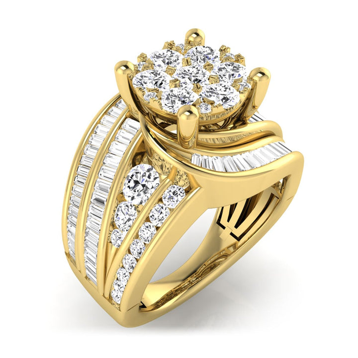 Diamond 2 Ct.Tw. Cluster Engagement Ring in 14K Yellow Gold