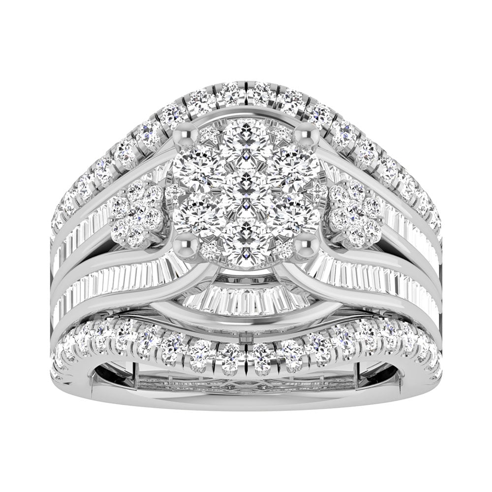 Diamond 2 Ct.Tw. Cluster Engagement Ring in 14K White Gold