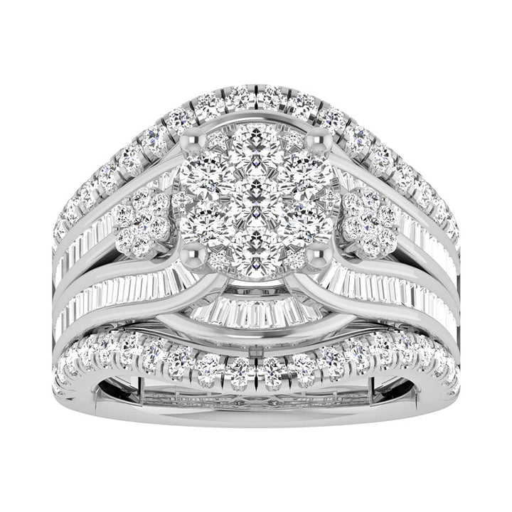 Diamond 2 Ct.Tw. Cluster Engagement Ring in 14K White Gold