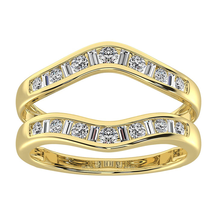 14K Yellow Gold 1/2 Ct.Tw. Diamond Round and Baguette Guard Ring